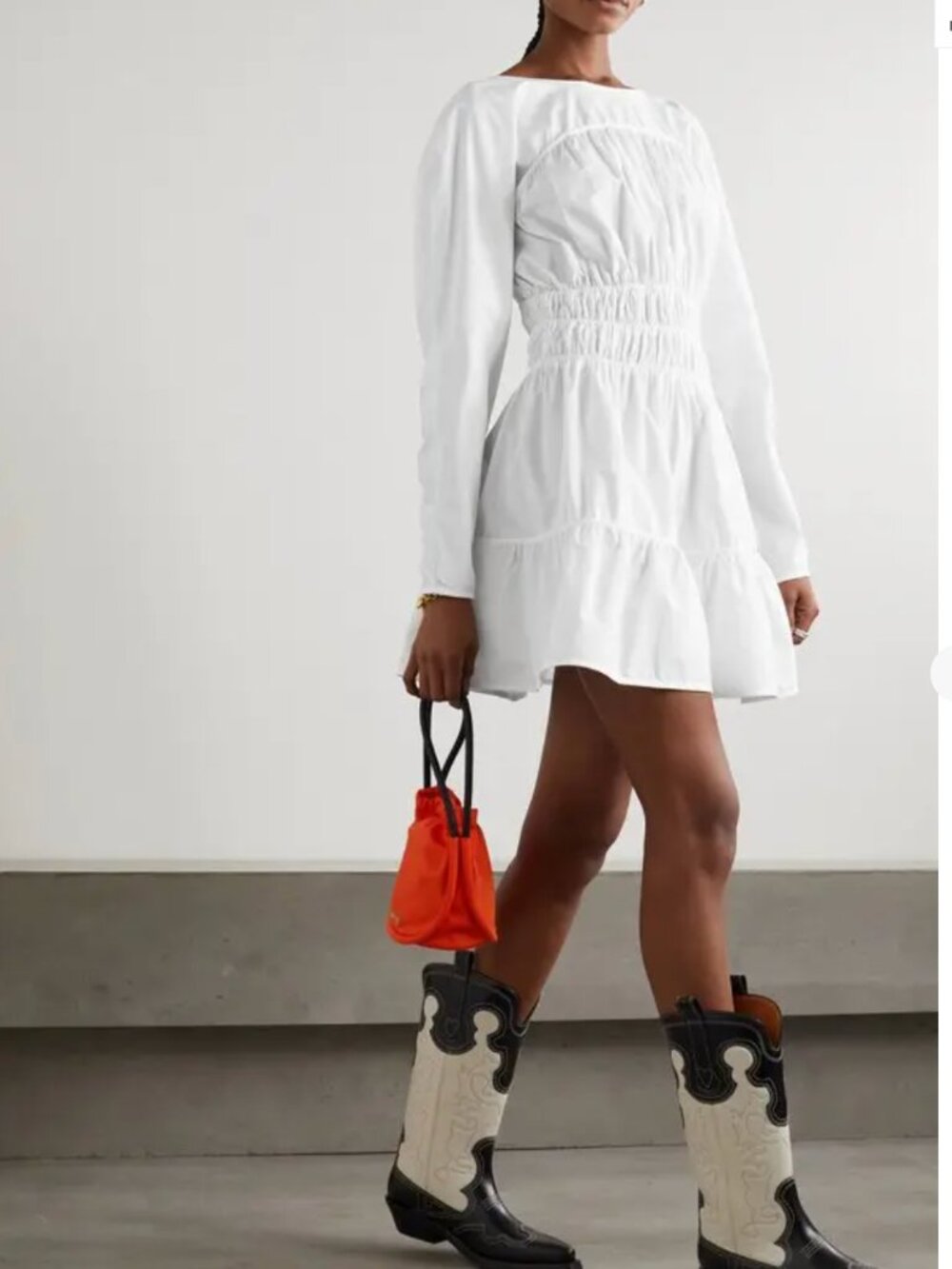 HOLZWEILER  liebe gathered cotton-poplin mini dress